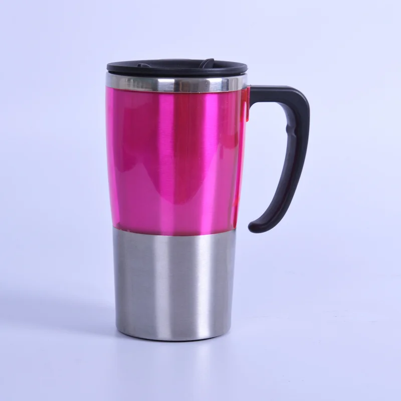 Customized Fashionable Double Wall Stainess Steel Plastic Auto Mug With Handle And Lid