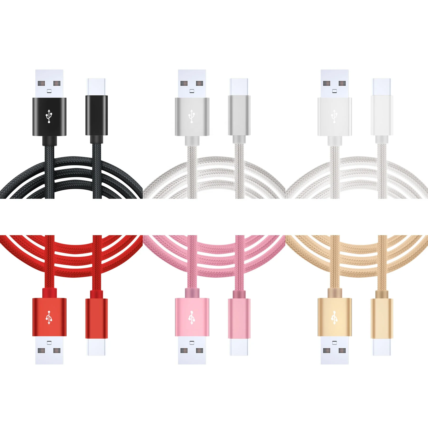 

Wik-MS Wholesale Quality Cable Nylon Type C Cabo 1M 2M 3M Custom Logo Usb Ladekabel Mobile Charging Cable For Samsung, Silver/black/red/gold/gary/rose-gold