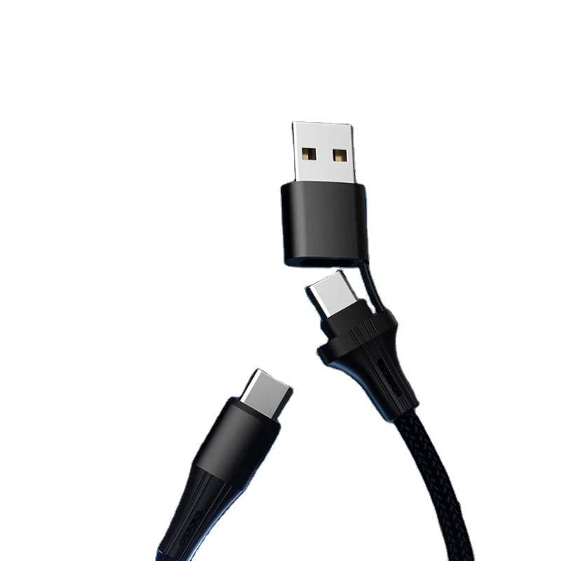 

PUJIMAX 2 in 1 usb c to c cable 100W 5A super fast charging nylon braided cord for xiaomi laptop samsung, Black