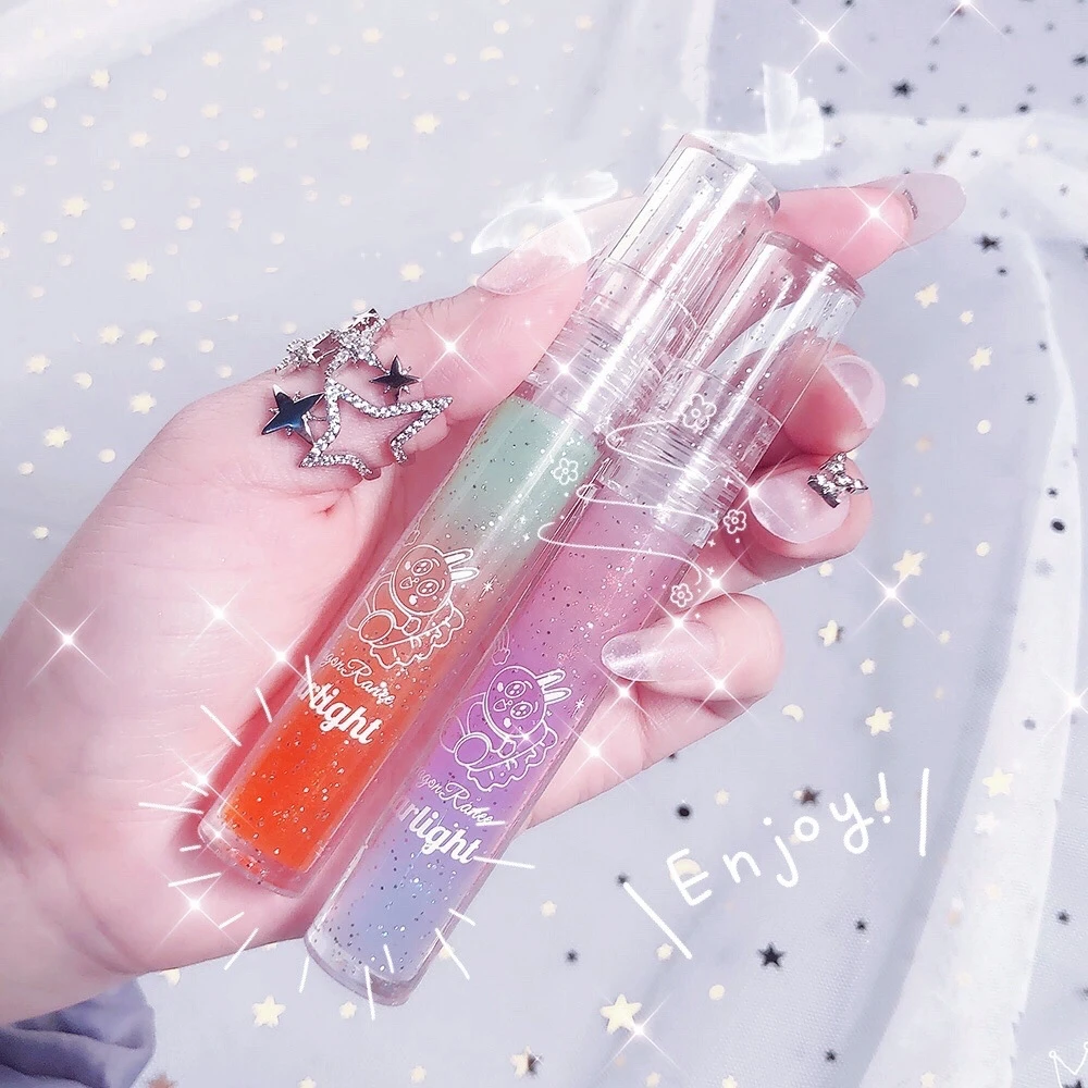 

3-Color Gradient Mirror Lip Glaze Transparent Fine Flash Moisturize Anti-Chapped Lip Oil Dreamy Juice Color Lip Gloss For Girls