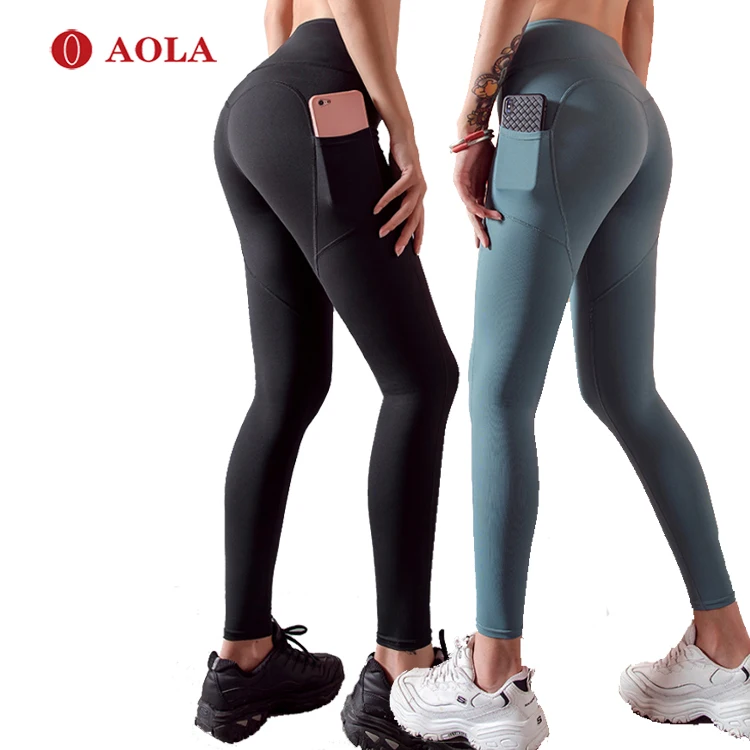 

AOLA For Women With Workout Thick Girls Wearing Pants Phone Butt Lifting Pockets Plain Yoga Leggings, Pictures shows