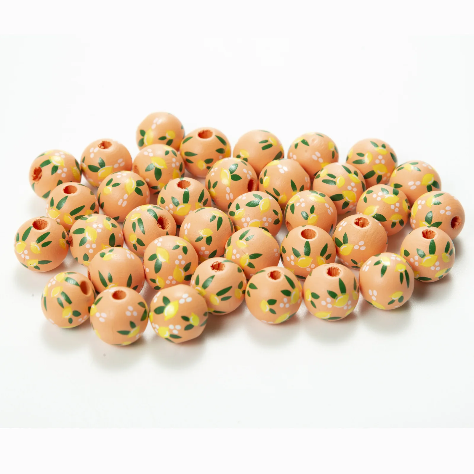 

XuQian Lemon Colored Wood Beads for DIY Handmade Bracelet Necklace Jewelry Making Accessories B0239, Picture