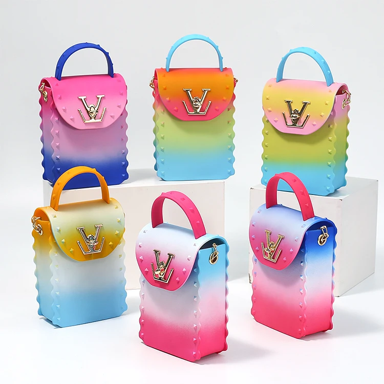 

2021 Summer Rainbow Designer Handbags Newest Famous Brands Pvc Jelly Bag Mini Purses And Handbags Luxury Women Hand Bags