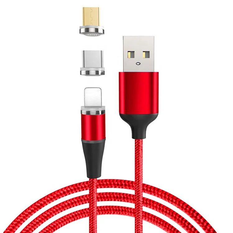 

Magnetic Fast Charging USB Cable With Light Phone Cable Type C Micro Lighting Data Cable For iPhone Chargers, Black/blue/sliver/red