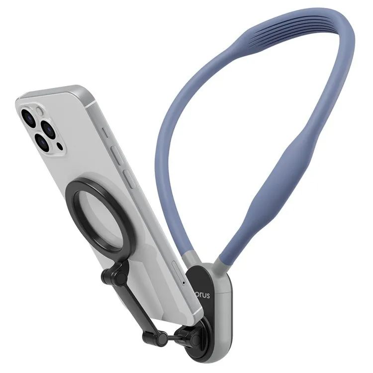 AMORUS For iPhone 12 13 14 15 Android Silicone Neck Mount Magnetic Phone Neck Holder