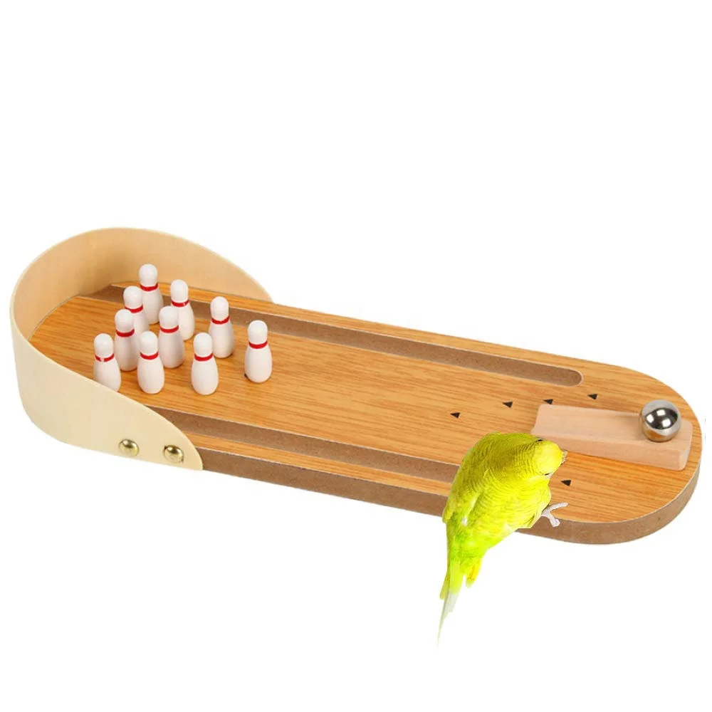 

Parrot Bird Wooden Mini Desktop Bowling Toy Parakeet Intelligence Training Game for Finch Budgie Cockatiels Conures Love Birds, Mix color