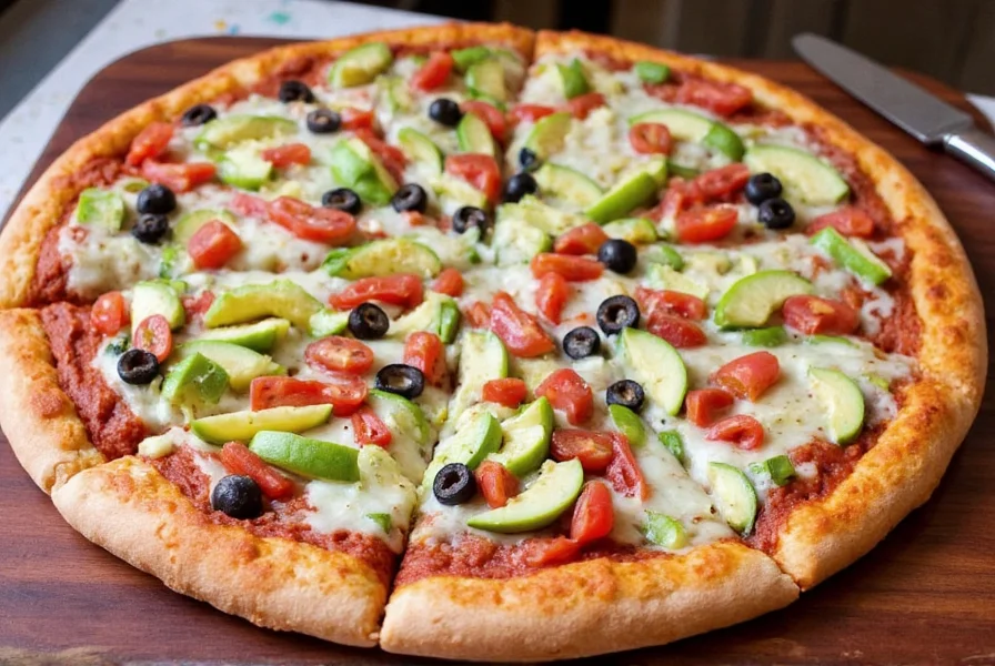 Family enjoying a Mexican vegetarian pizza together