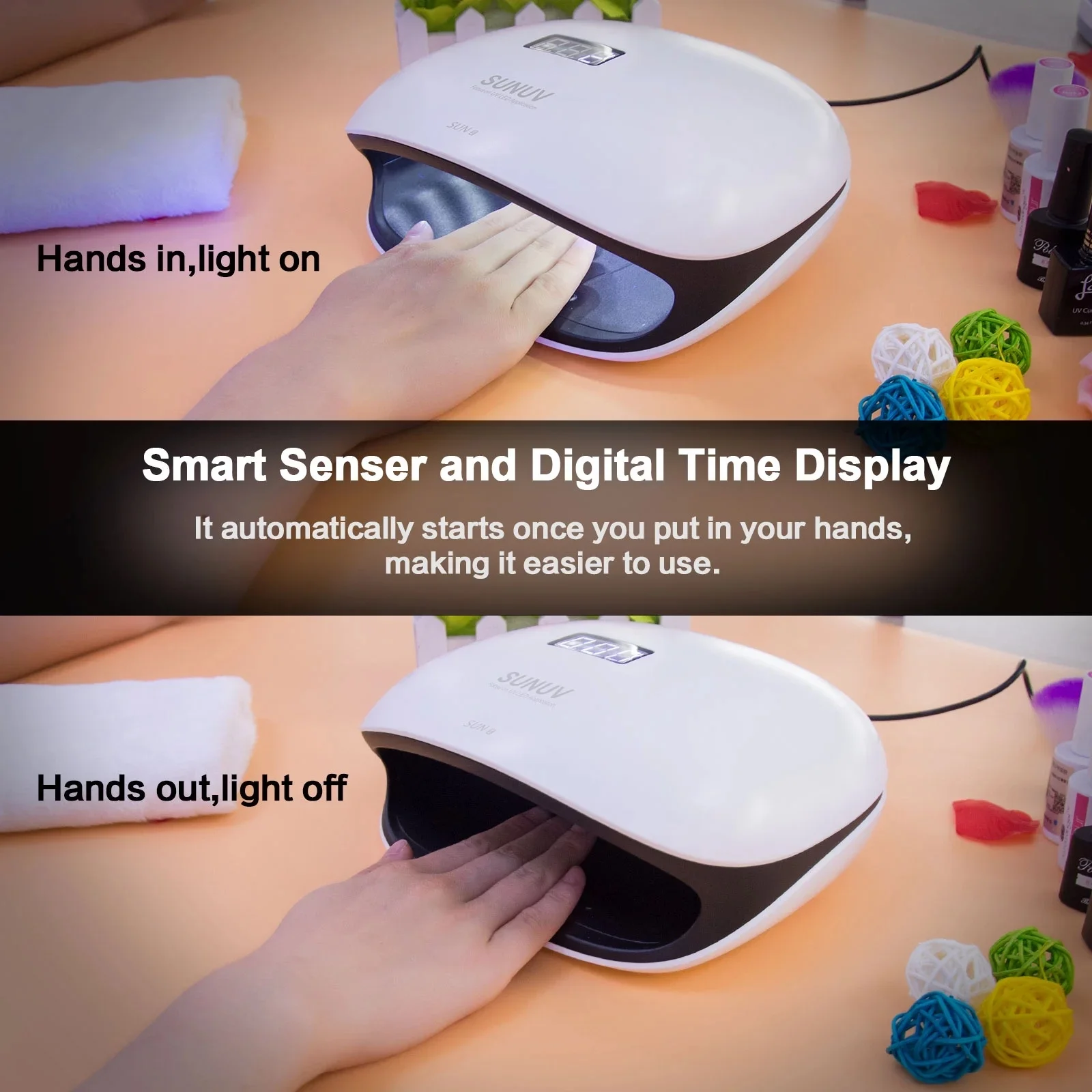 SUNUV Nail Lamp Device SUN4 48W LED UV Nail Lamp Nail Dryer for Gel Polish