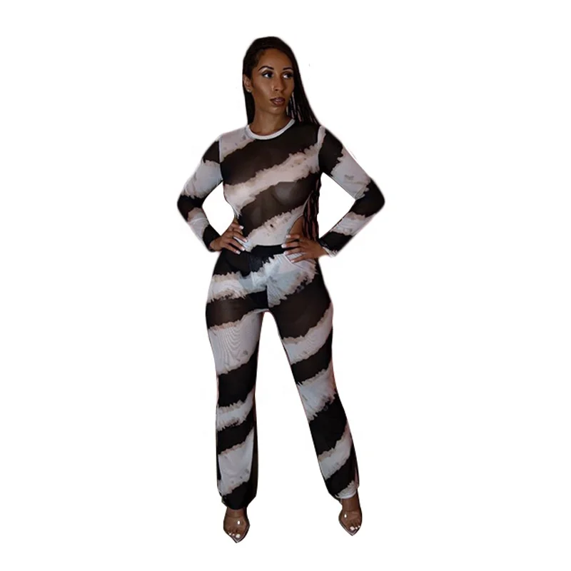 

B61012A 2019 autumn/winter hot style tight fashion knit stripe set manufacturer wholesale, Picture