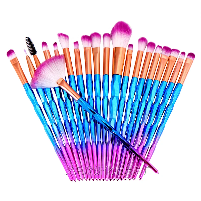 

Banfi 20Pcs Crystal Fan eyeMakeup Brushes sets Brocha de maquillaje Pincel de maquiagem diamond eye brush set makeup, Pink,blue,purple,organge,transparent,gradient blue and rose red