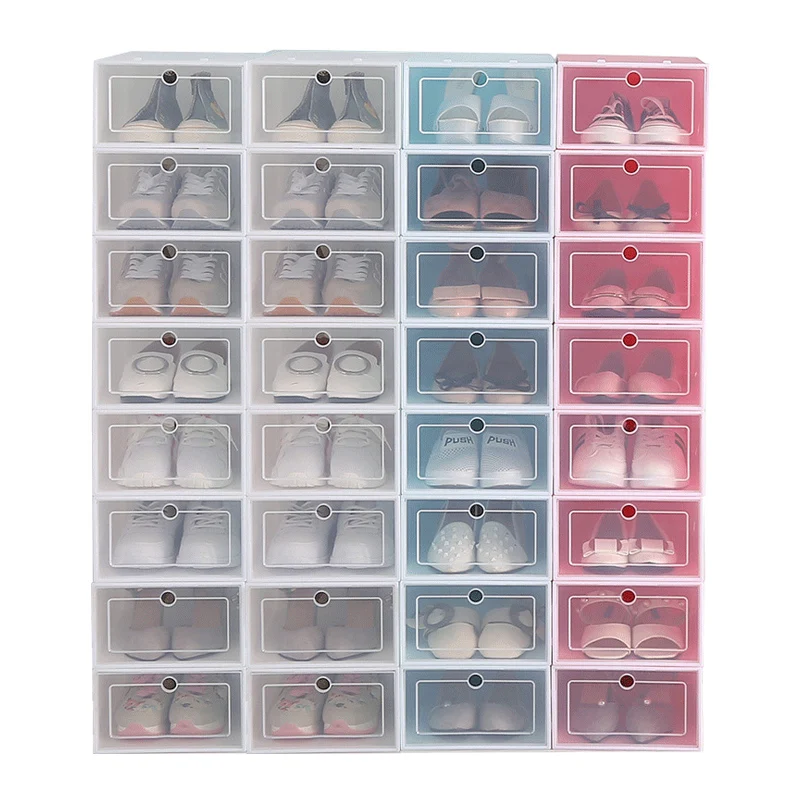 

1PCS More transparent box plastic shoebox receive artifact shoes receive a case shoe box cover drawer box, 6 colors