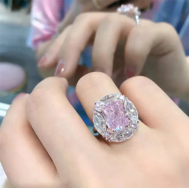 

Luxury Pink zircon Rings for Women Elegant Party Accessories Anniversary Gift Lover New Trendy Jewelry gift, Customized color