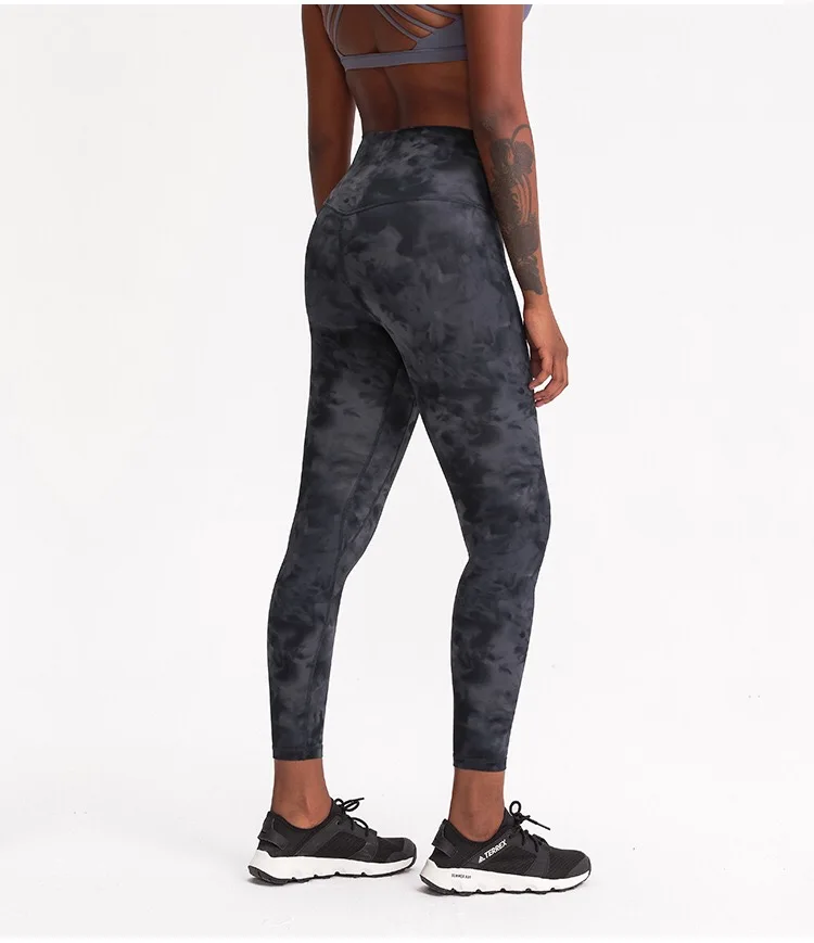 

BBDQ9037 Winter new products tie dye black gray sweatpants dance fitness leggings casual women yoga leggings