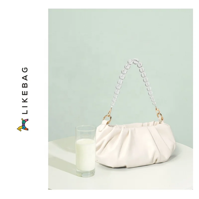 

LIKEBAG new product hot sale fashion casual soft messenger bag with pearl chain