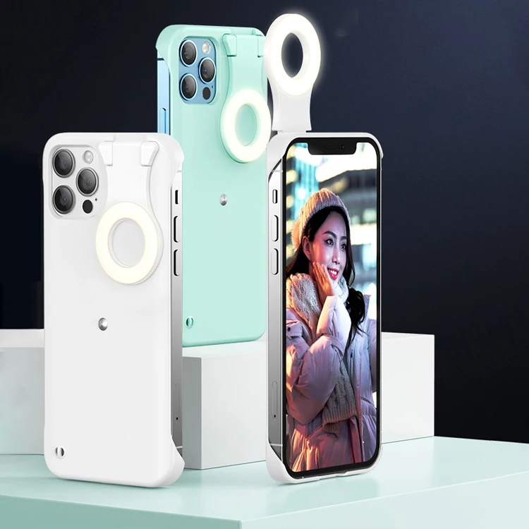 

LED Flash Selfie Ring Light Cover Ring Light Phone Case For iPhone 12 Mini 12 Pro Max Back Cover for iPhone 11 Case