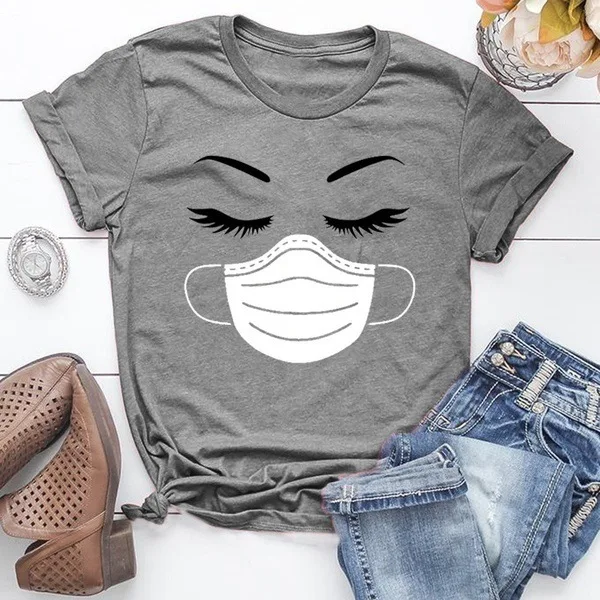 

Eyelashes Print T Shirt Harajuku Funny Female T-shirt Women Kawaii Top Tees