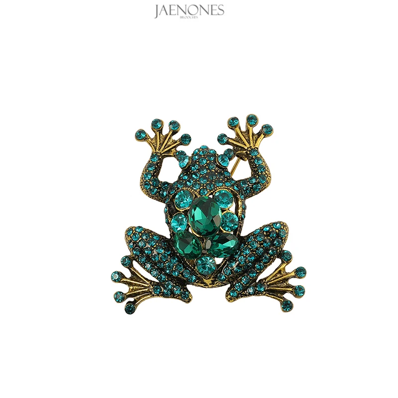 

JAENONES Designer Fashion Custom Rhinestone Enamel Cute Animal Logo Brooch Frog Brooch