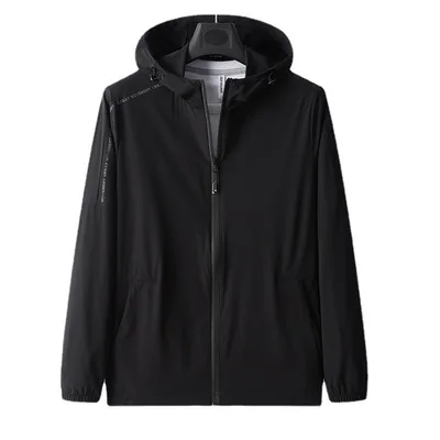 

2021 men's wholesale custom logo sports mountaineering breathable elastic sports jacket, Black