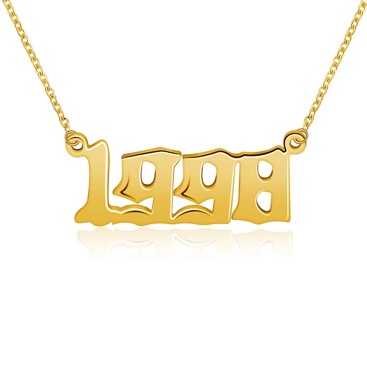 

1987-2021 Custom Number Gold Plated Stainless Steel Birth Year Necklace Angel Number Necklace For Men Women Jewelry, Silver,gold,rose gold