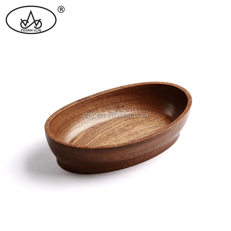 

China Custom Wholesale Fashionable Small Walnut Wooden Oval Bowl For Restaurant, Print color or original wood color
