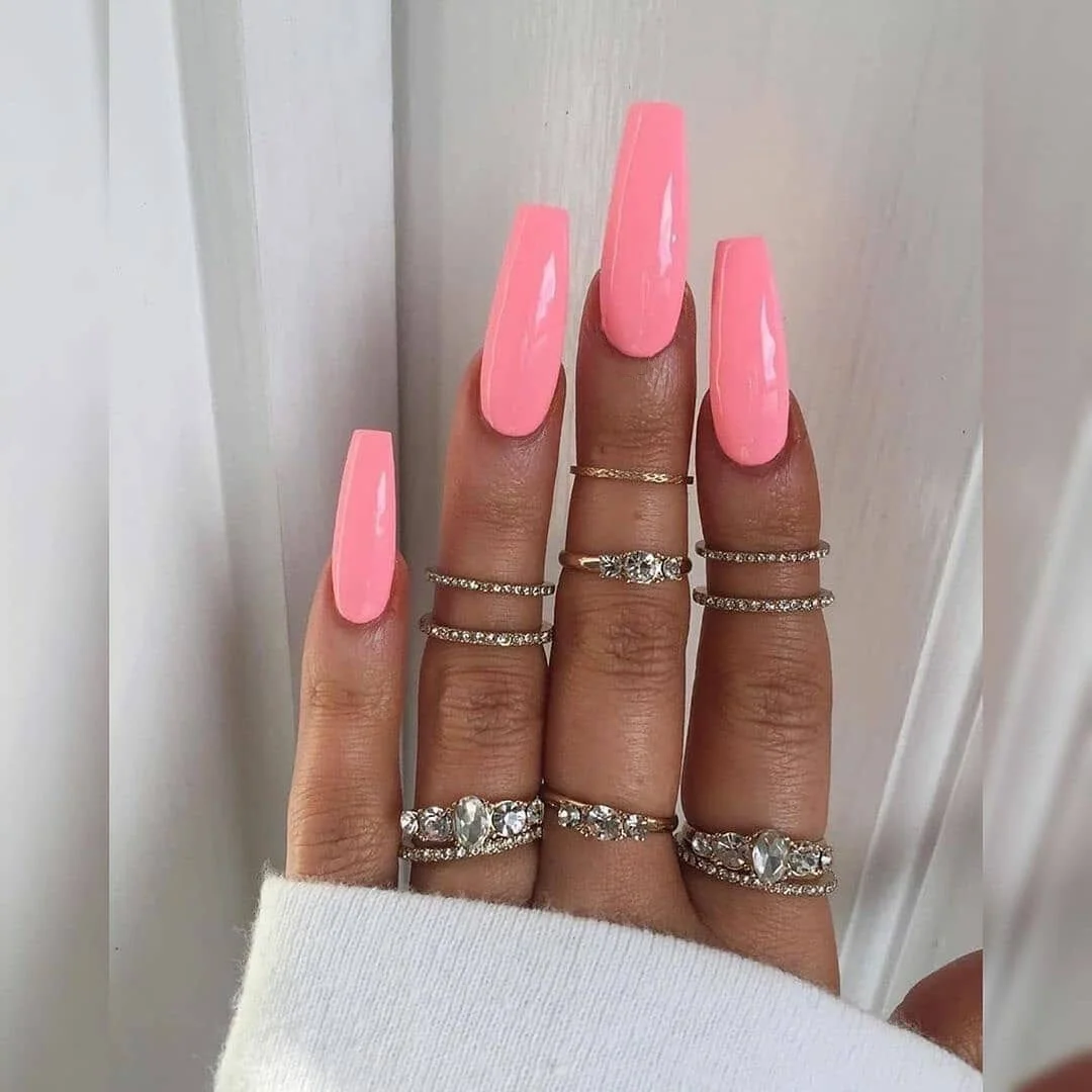 

Adiyat 100 types wholesale pink matte long false nails long nail tips ballerina women nails tips with gift as a present
