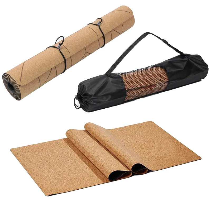 

72 *24 inch Natural Cork TPE Yoga Mat Non-slip Pilates Exercise Mats Fitness Gym Sports Slimming Balance Training Pads 4mm