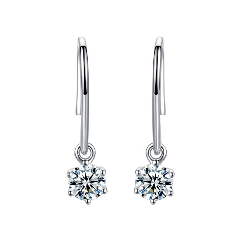 

Featured Moissanite earrings 18k white gold drop earrings ladies diamond earrings suitable for grand prom, Picture