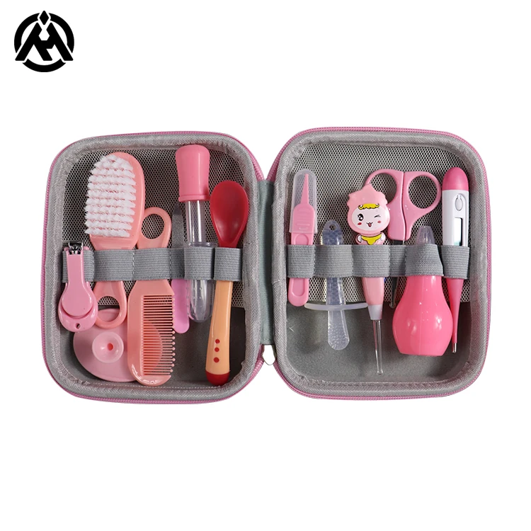 

14 PCS Baby Care Set Healthcare Grooming Kit Infant Nursery Manicure Tools Nail Scissors Cutter Bath Thermometer, Blue/pink
