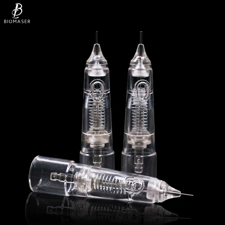 

Biomaser Sterilized Disposable Medical Grande Eyebrow Permanent Makeup Cartridge Needle For PMU Tattooing, Transparent white