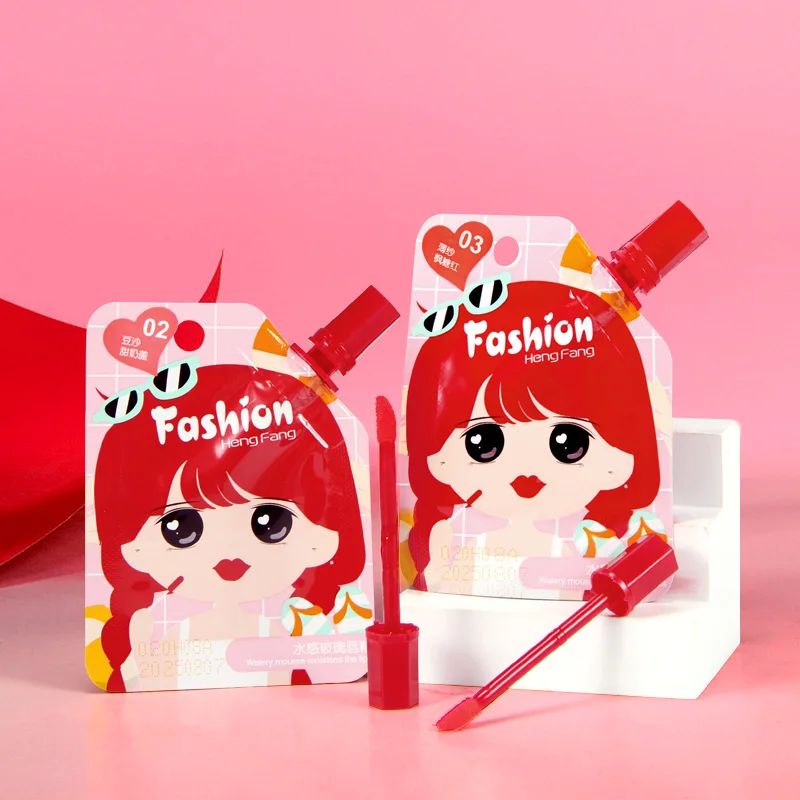 

Cute Jelly Packaging Design Watery Texture 4 colors Light comfortable wholesale lip gloss custom logo private lip tintlabel