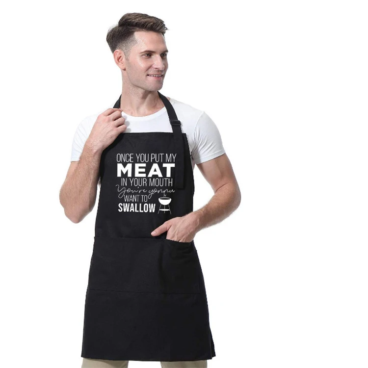 

Black Kitchen Crafting Baking Restaurant Cotton Men Women Adjustable Apron