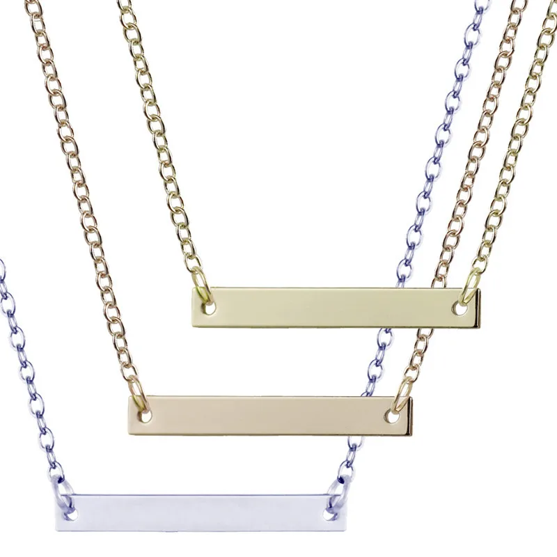 

long bar necklace free lettering custom name stainless steel pendant necklace