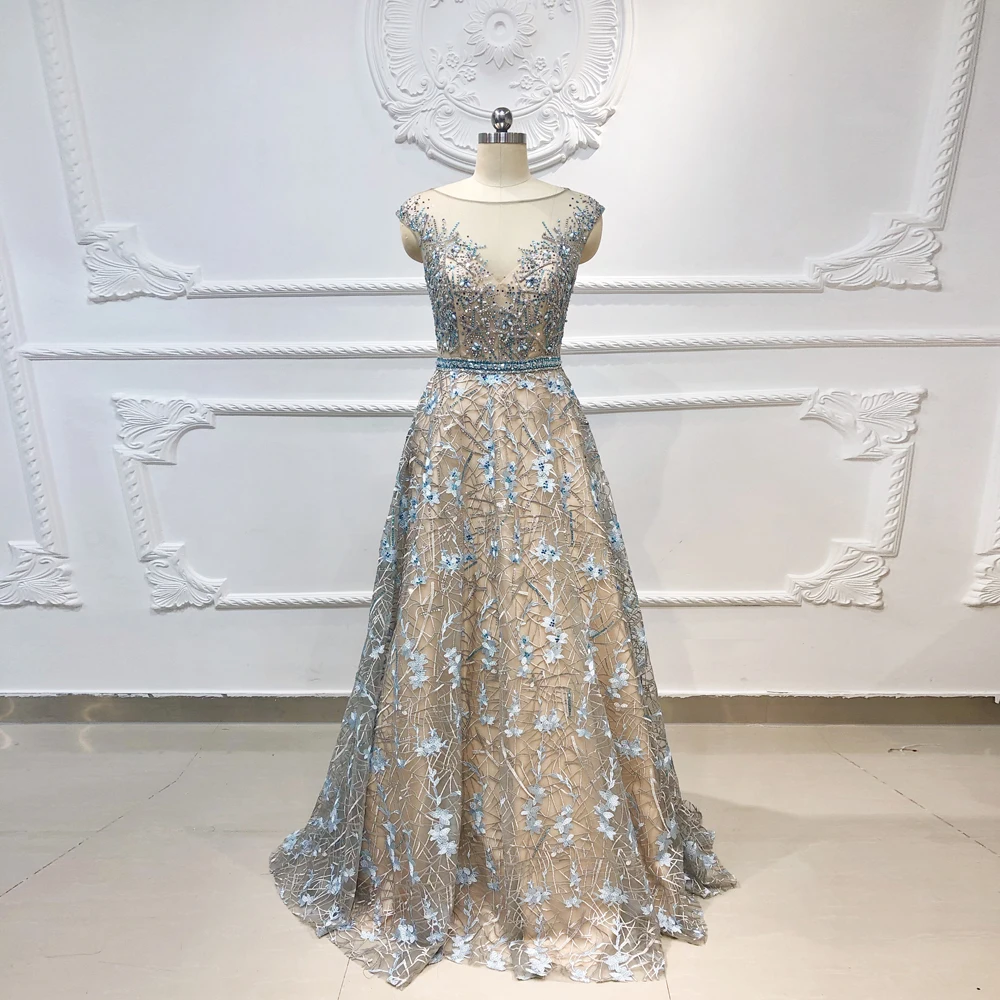 

OEV-L4241 Vintage Boat Neck Dress A-Line Dress Cap Sleeves Beaded Satin Party Prom evening dresses women, As picture