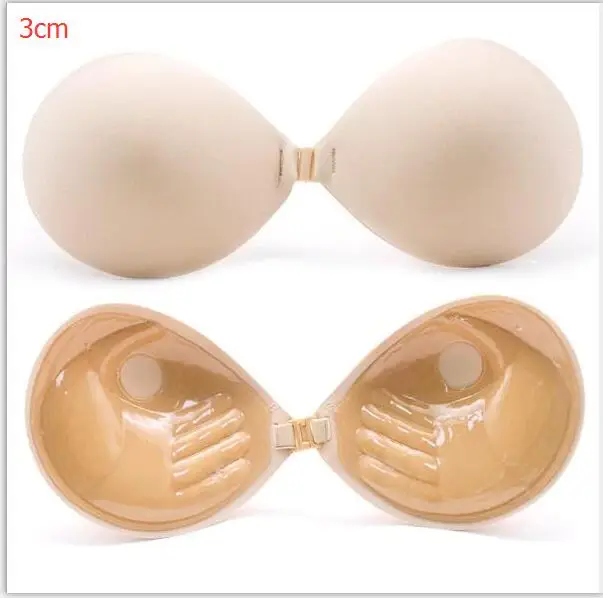 

3cm thick silicone bra palm invisible bra nipples gather Adam's hand silicone chest stickers, White, pink