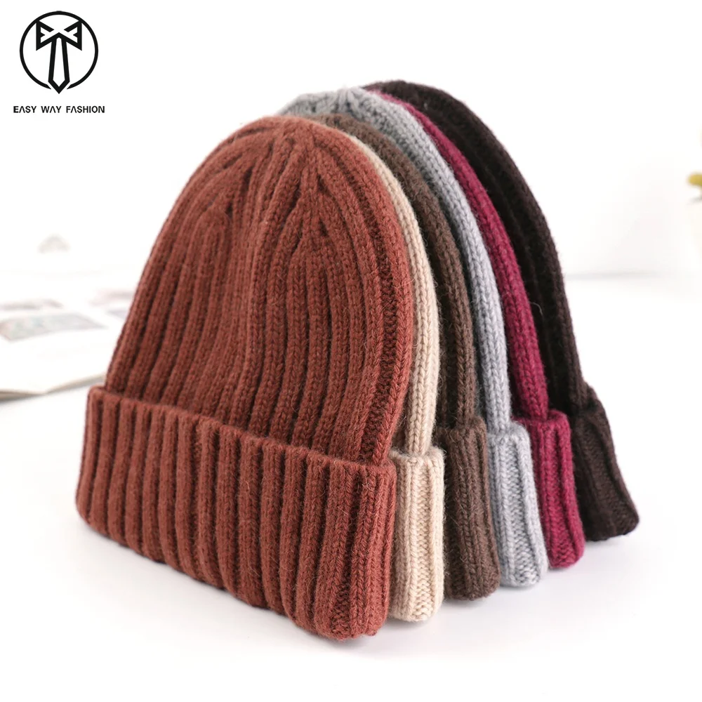 Outdoor Multi Colors Designer Wool Cap Knitted Sports Beanie Blend Wool Hats Wholesale Chunky Knit Men Unisex Adults Solid 90g