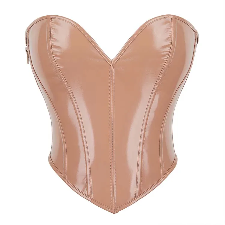 Short Torso Overbust Corset Crocheted Side Zip Bustier Crop Top Heart Shape Corselet for Body Shaping Streetwear