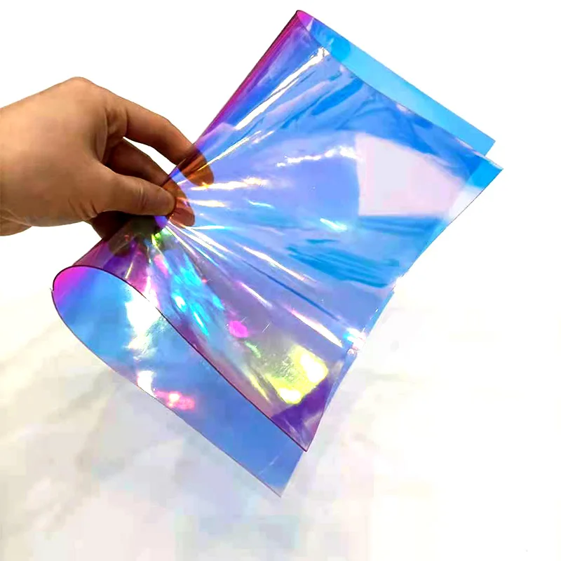 Holographic Rainbow Iridescent Transparent Laminated PVC Film Soft Pvc Film for Making Book Cover