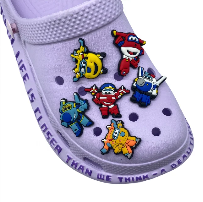 

Factory Wholesale PVC cartoon super wings New Design Shoe Charms Clog Accessories clog shoe designer charms, As picture