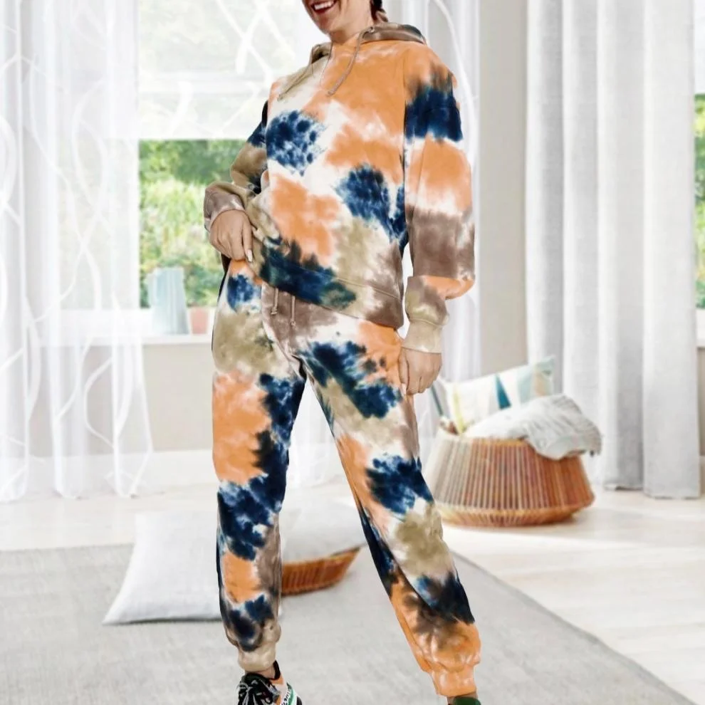 

Latest Design High Quality Tie Dye Tracksuit Womens Activewear Sets, As pictures