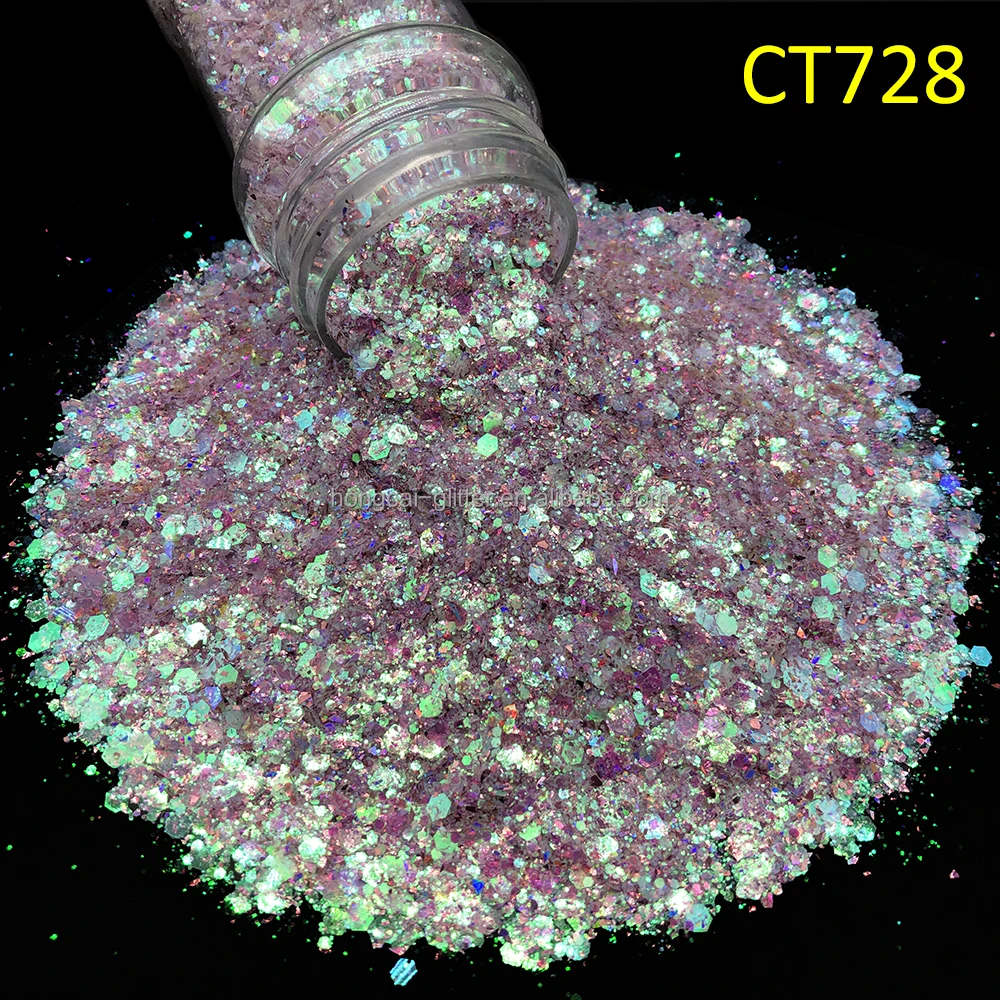Wholesale Eco Friendly Polyester Chunky Glitter Mix Bulk Glitter for Nails Design Christmas Decorations