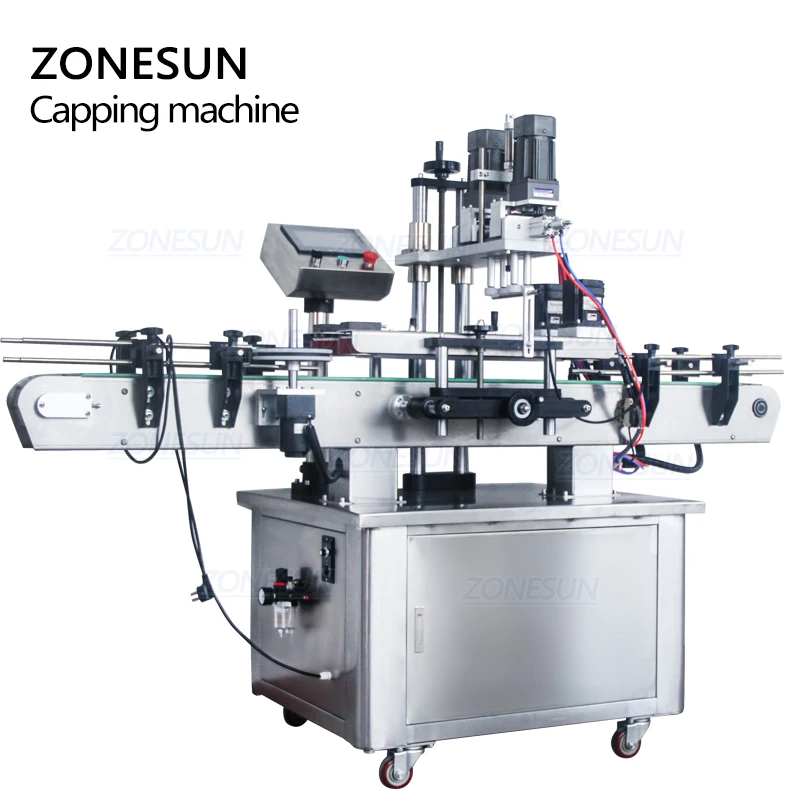 
ZONESUN Automatic Desktop Electric Plastic Glass Crystal Water Perfume Shampoo Cosmetic Nail Polish Bottle Capping Machine 