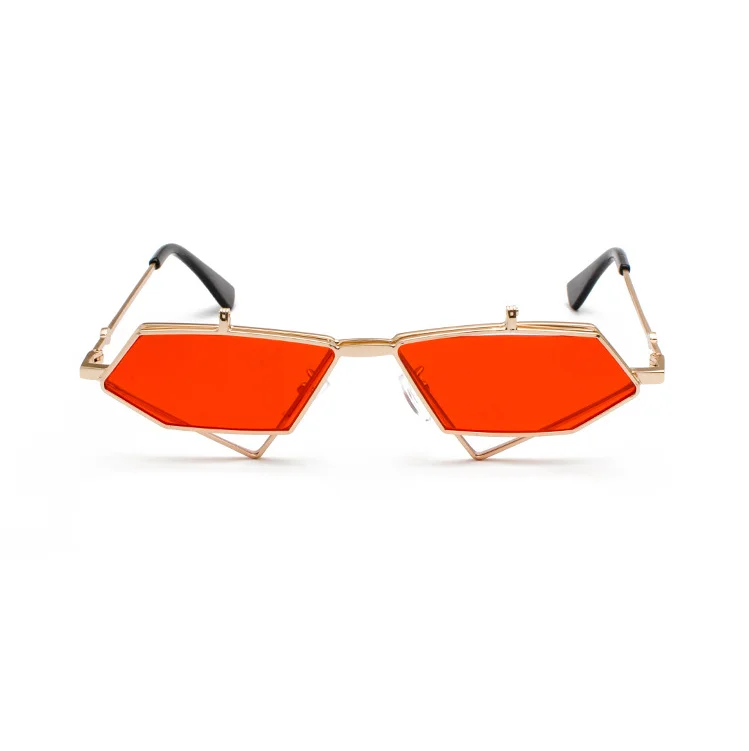 2020 Fashion Red Retro Metal Men Women Designer Irregular Polygon Steampunk Trending Flip Up Sunglasses