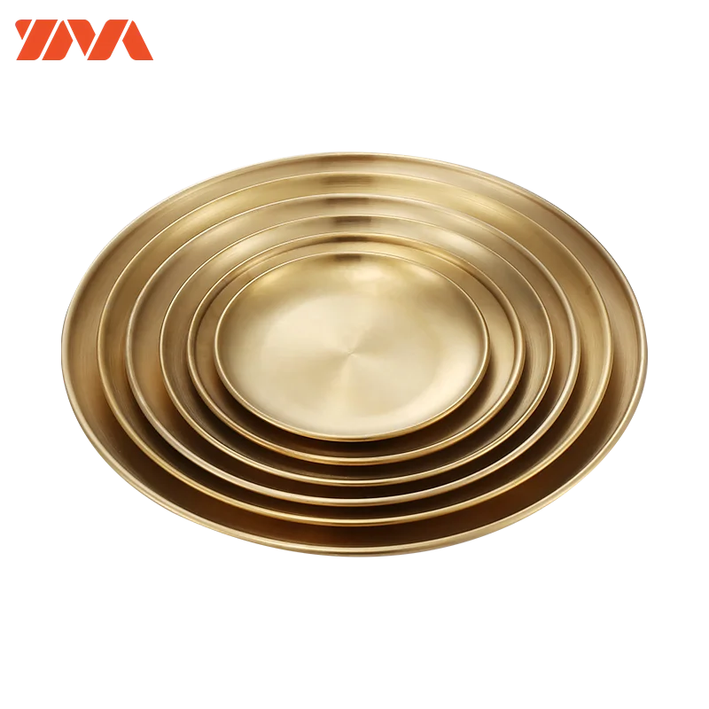 

Korean Style Stainless Steel Dish Plate with Various Custom Sizes Serving Pizza Tray Plate Dish Dinner Plates