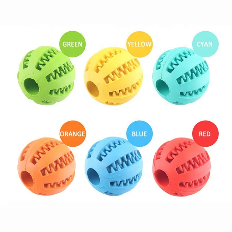 

Thinkerpet Durable Natural Rubber Non Toxic Bite Resistant Pet Food Treat Ball Chew Tooth Cleaning Indestructible Ball Toys, As image