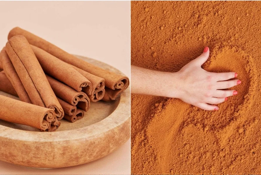 Close-up of cinnamon being sprinkled onto a dish