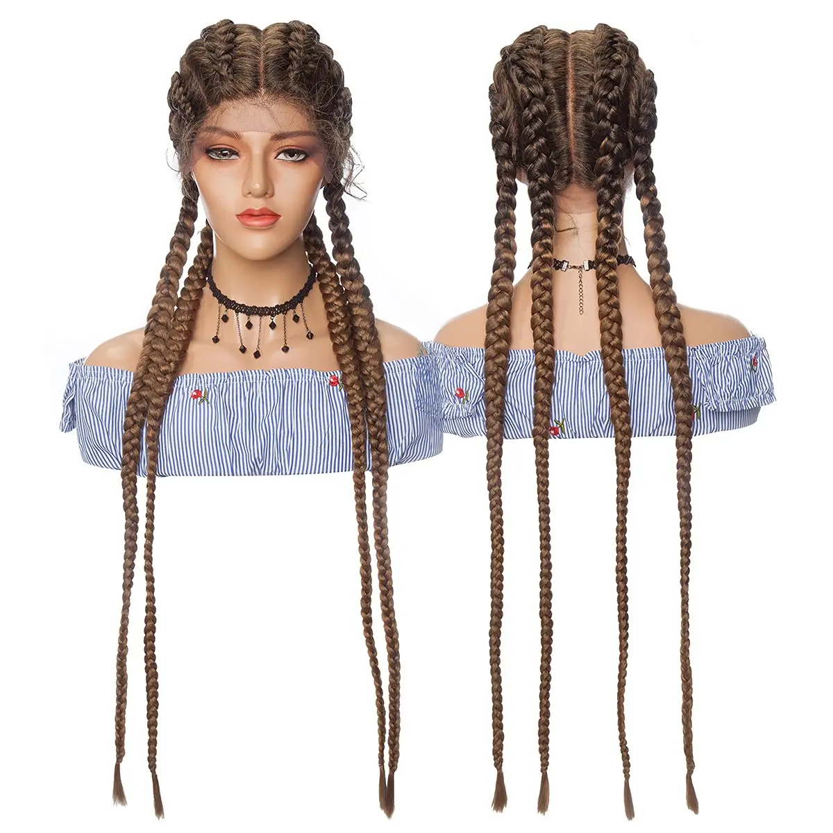 

36inch lace braid wigs Braided Wigs for Black Women Lace Front Box Braid Wig with Baby Hair Heat Resistant Synthetic Hai, Picture color