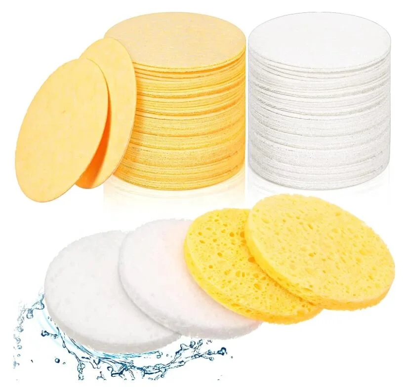 

Professional Round Face Wash Sponges Spa Pads Reusable Eco-Friendly Makeup Cleansing Natural Cellulose Compressed Facial Sponges