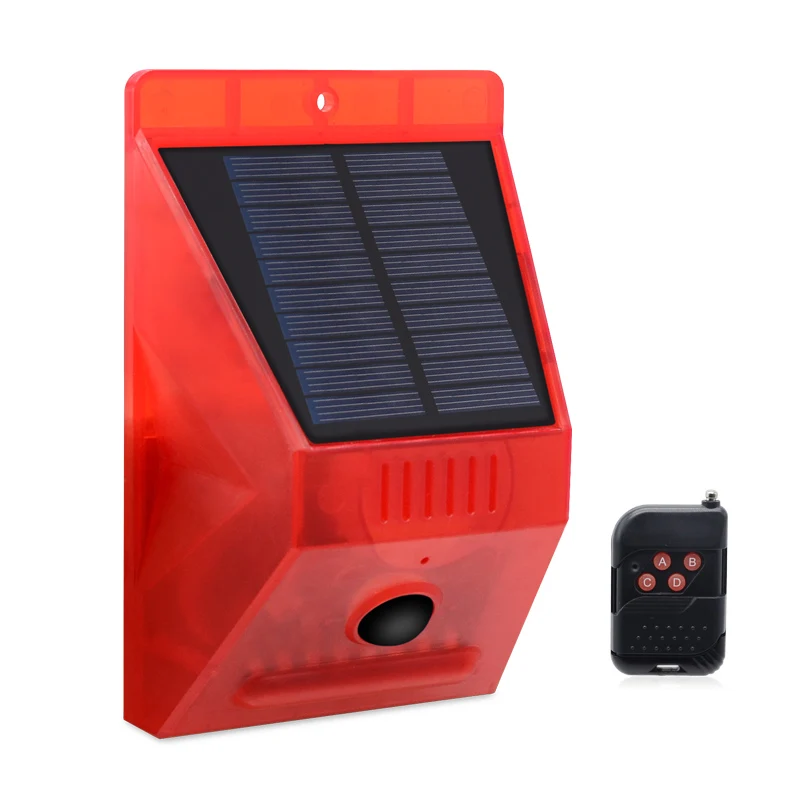 Wireless Solar Powered Motion Sensor Security Alarm Warning Light With Remote Control