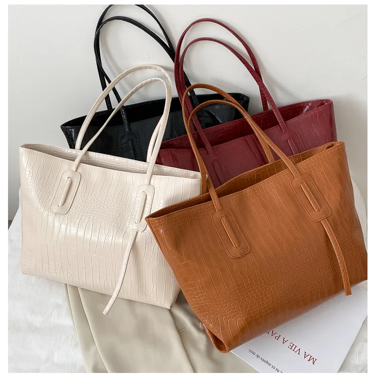 

Wholesale PU Leather Big Capacity Ladies Waterproof Shopping Bags Women Handled Tote Bags, Picture
