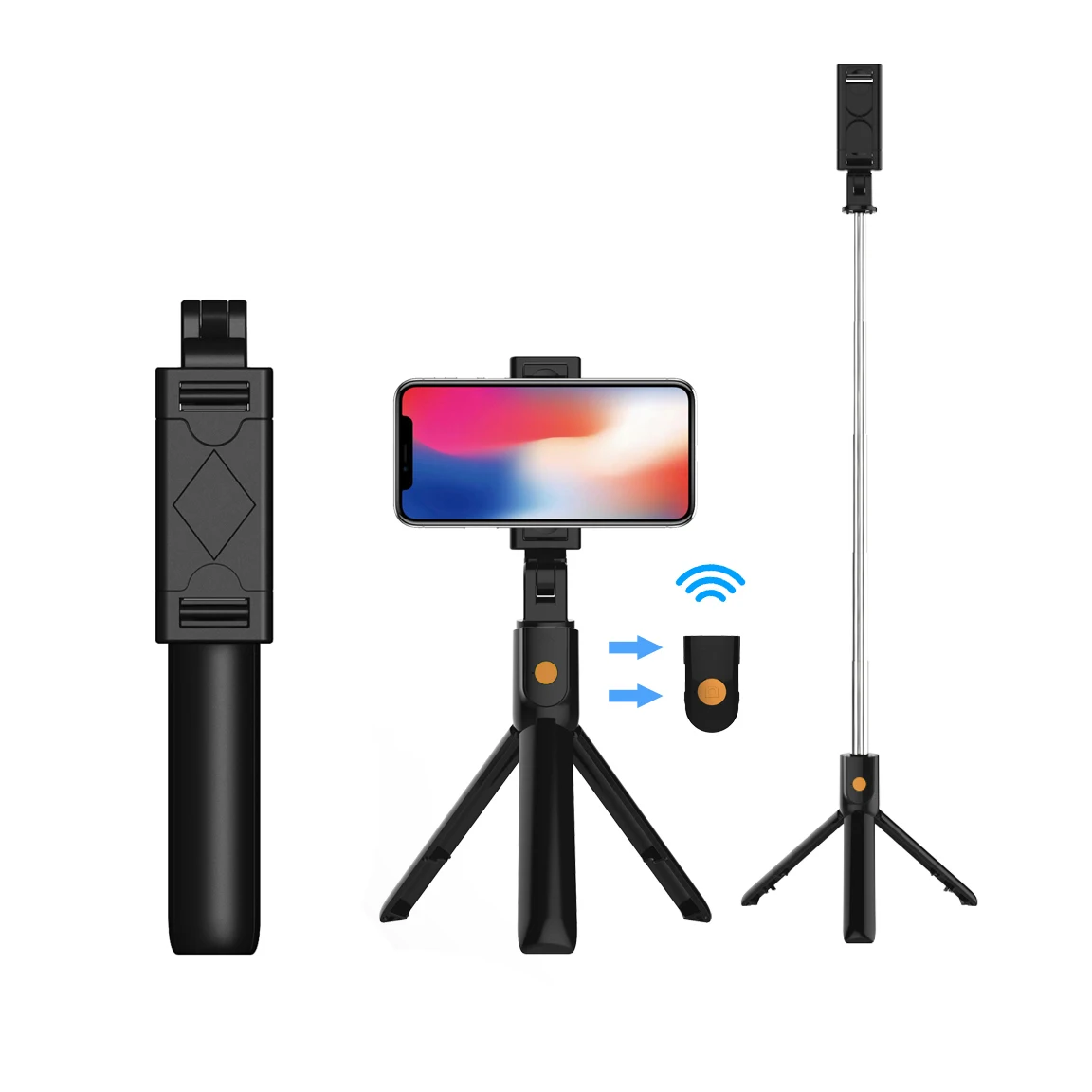 

Hot Sale 3 in 1 Multifunctional Wireless Flexible Selfie Stick Tripod With Wireless Remote For Cell Phone Camera